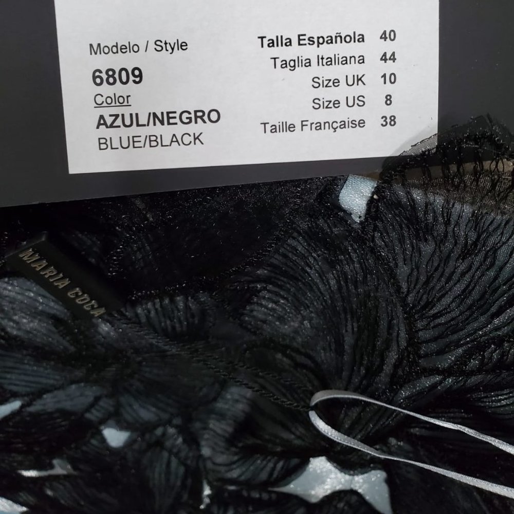 NEW Dress Maria Coca Blue and Black Size 8 Silk - Picture 6 of 7